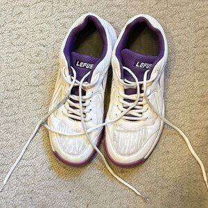 Lefus White and Purple Pickleball Sneakers